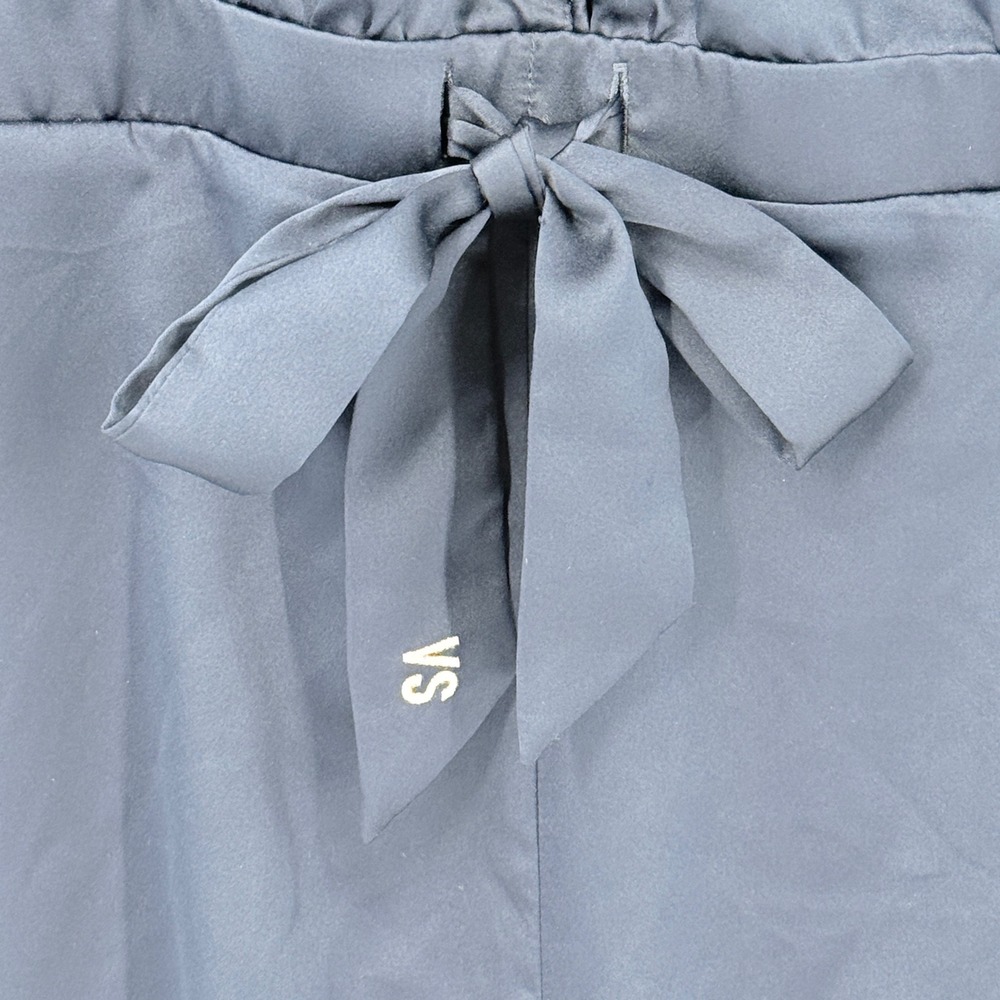Victoria's Secret Satin pajama Romper Womens Sz M Navy Blue Loungewear vacation - Picture 3 of 10